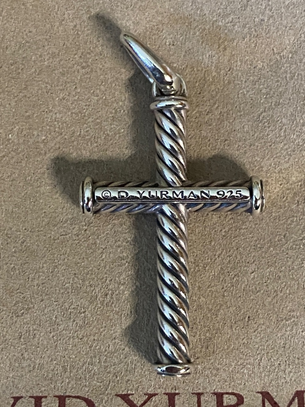 David Yurman Cable Cross Pendant Sterling Silver 38mm Excellent Condition